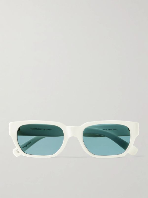 Garrett Leight White Mayan Rectangle Sunglasses
