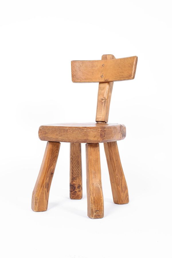 Brutalist Carved Pine Chair