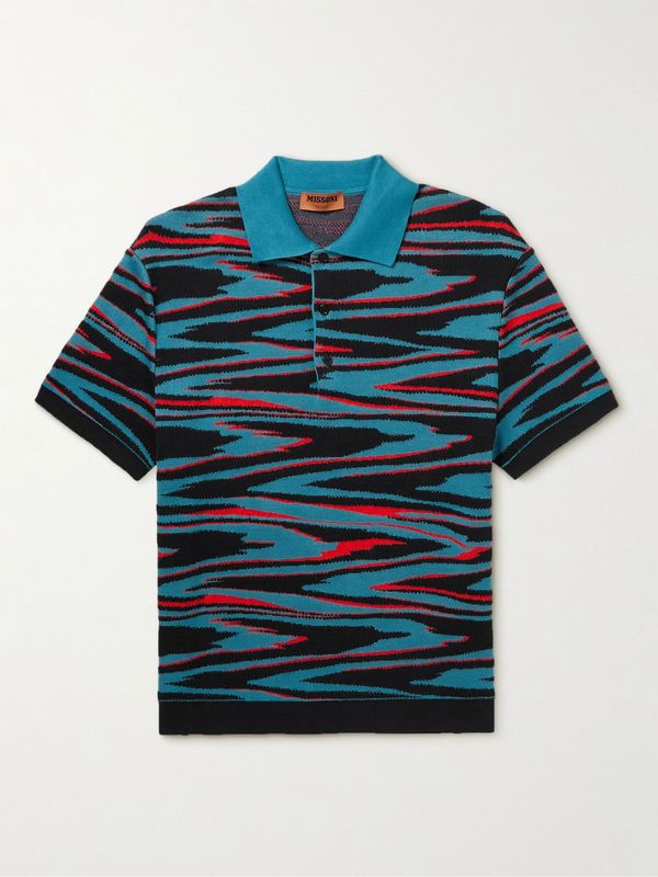 Missoni Blue Jacquard Polo Shirt