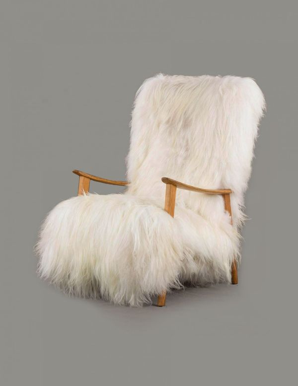 1960s Icelandic wool oak lounge armchair