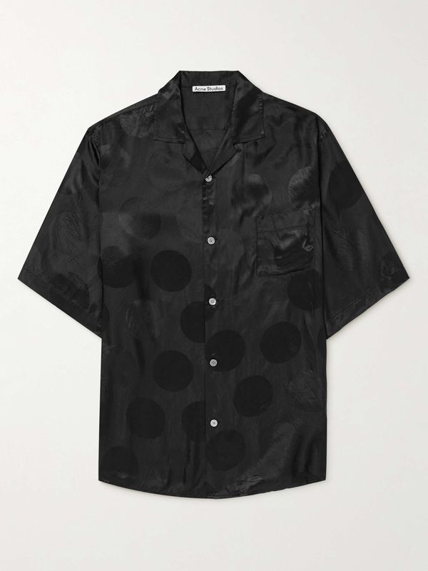 Acne Studios Black Oversized Satin Jacquard Shirt