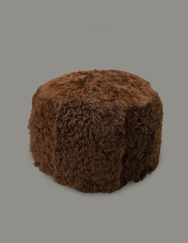 Shearling wool cushioned foot stool