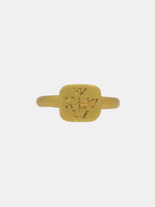 Byzantine Gold Monogram Ring, 6th Century AD
