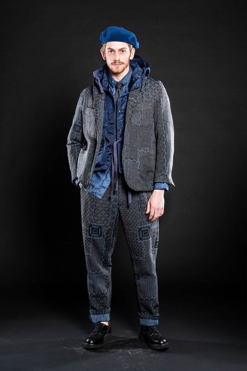 Wool jacquard pattern suit