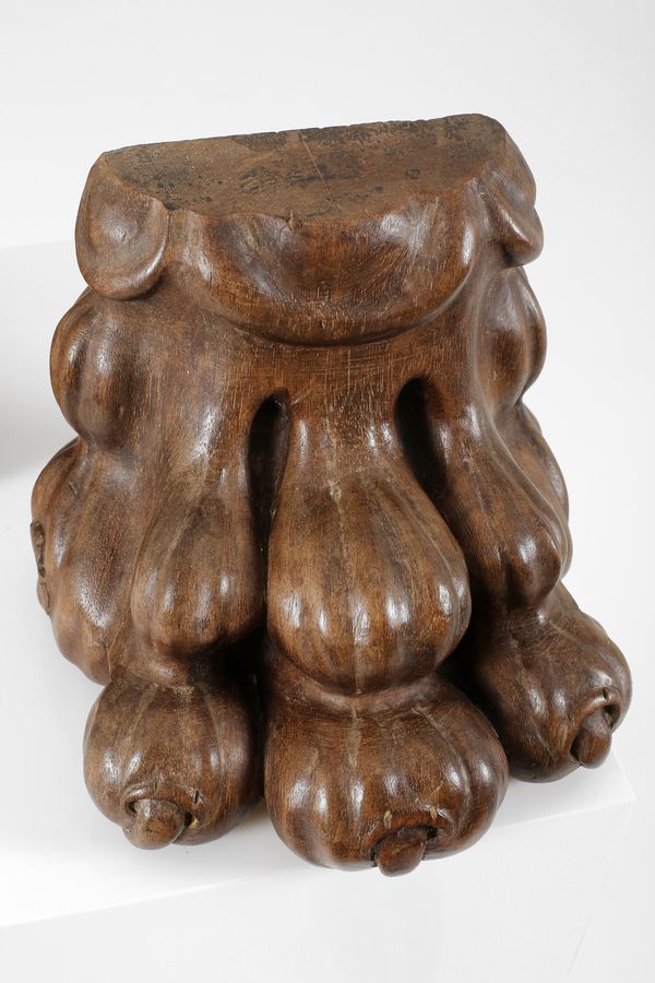 17th century carved oak lion paws