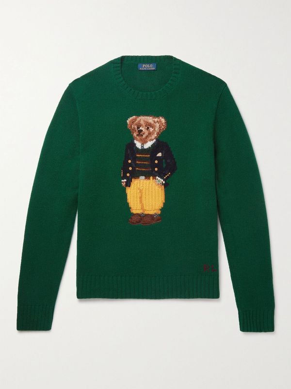 Ralph Lauren Green Wool Teddy Bear Sweater