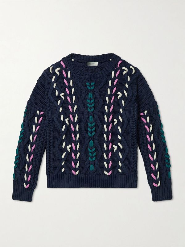 Isabel Marant Zolan Embroidered Cable Knit Sweater