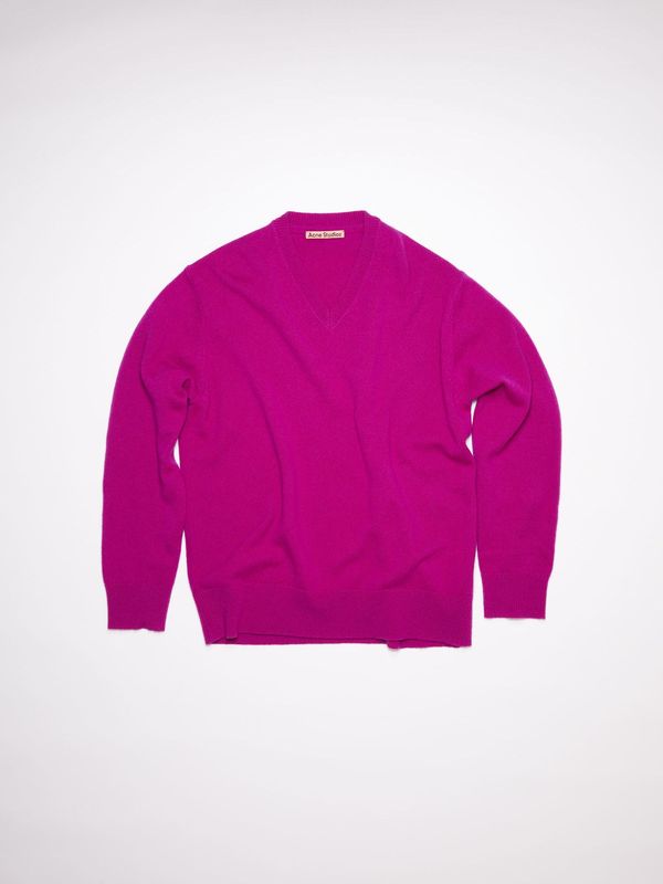 Acne Studios Magenta Pink V-neck Sweater