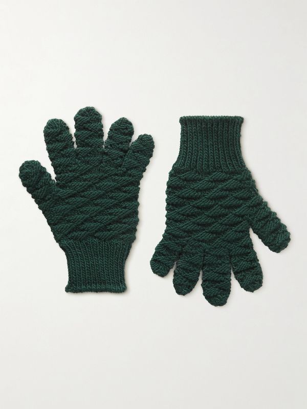 Bottega Veneta billiard green wool gloves